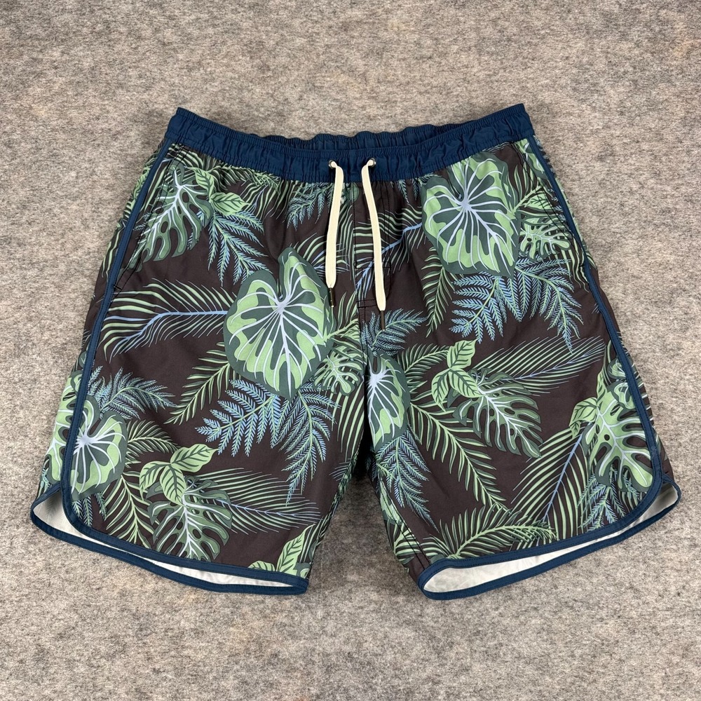 Fair Harbor Mastos Anchor Swim Trunks Lined Navy Evergreen Mens Large L